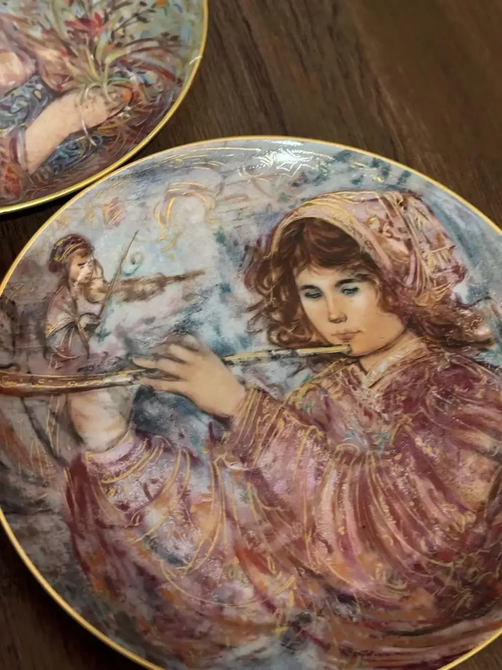Set of 3 Vintage Royal Doulton Edna Hibel Collector Porcelain Plates